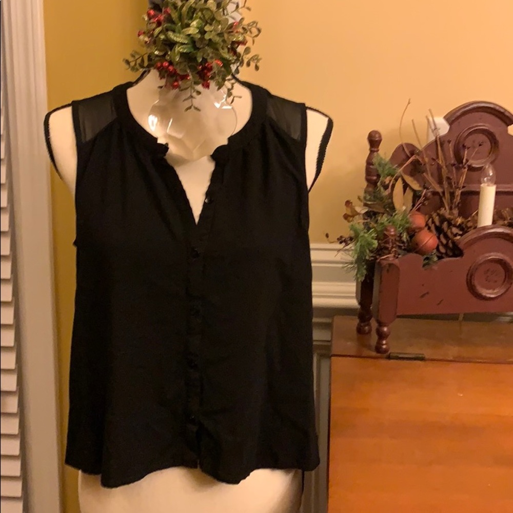 Express sheer Black sleeveless petite blouse